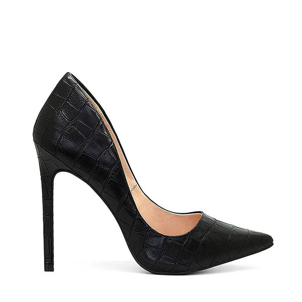 SCARPIN OLIVI CROCO BLACK