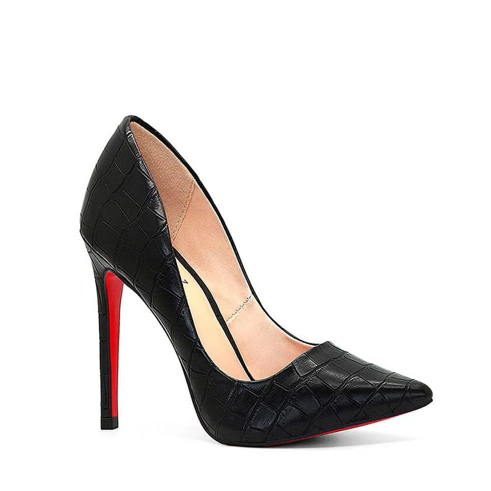 SCARPIN OLIVI CROCO BLACK